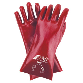 PVC-Handschuhe 160227 Gr.10 Länge:27-45cm naturfarben/rot Baumwoll-Trikot m.PVC