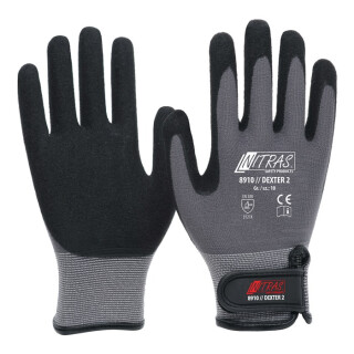 NITRAS-8910 Handschuhe DEXTER 2 Gr.8-11 grau/schwarz EN 388 PSA II