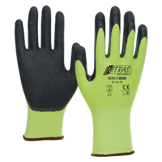 NITRAS-3515 Handschuhe NEON Gr.7-12 neongelb/schwarz EN 388 PSA II